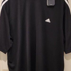 ADIDAS Climalite Classic Black Tee w/ White Stripes Size XL